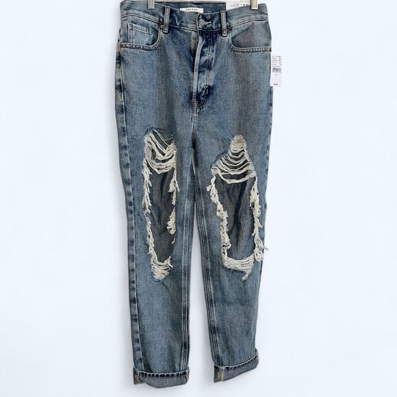 PacSun Jeans Women's 27 Ultra High Rise Slim Distressed destroyed Button Fly NEW - Picture 1 of 4